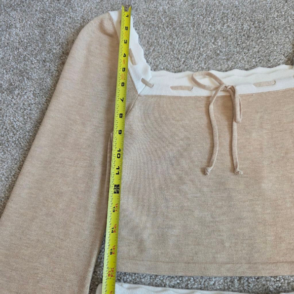 Dee Elly Set Size M Beige Bell Sleeve Knit Crop Top With Matching Skirt Rayon - Picture 7 of 12